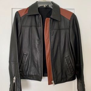 TOPSHOP Leather Two-Toned Jacket, Size 6